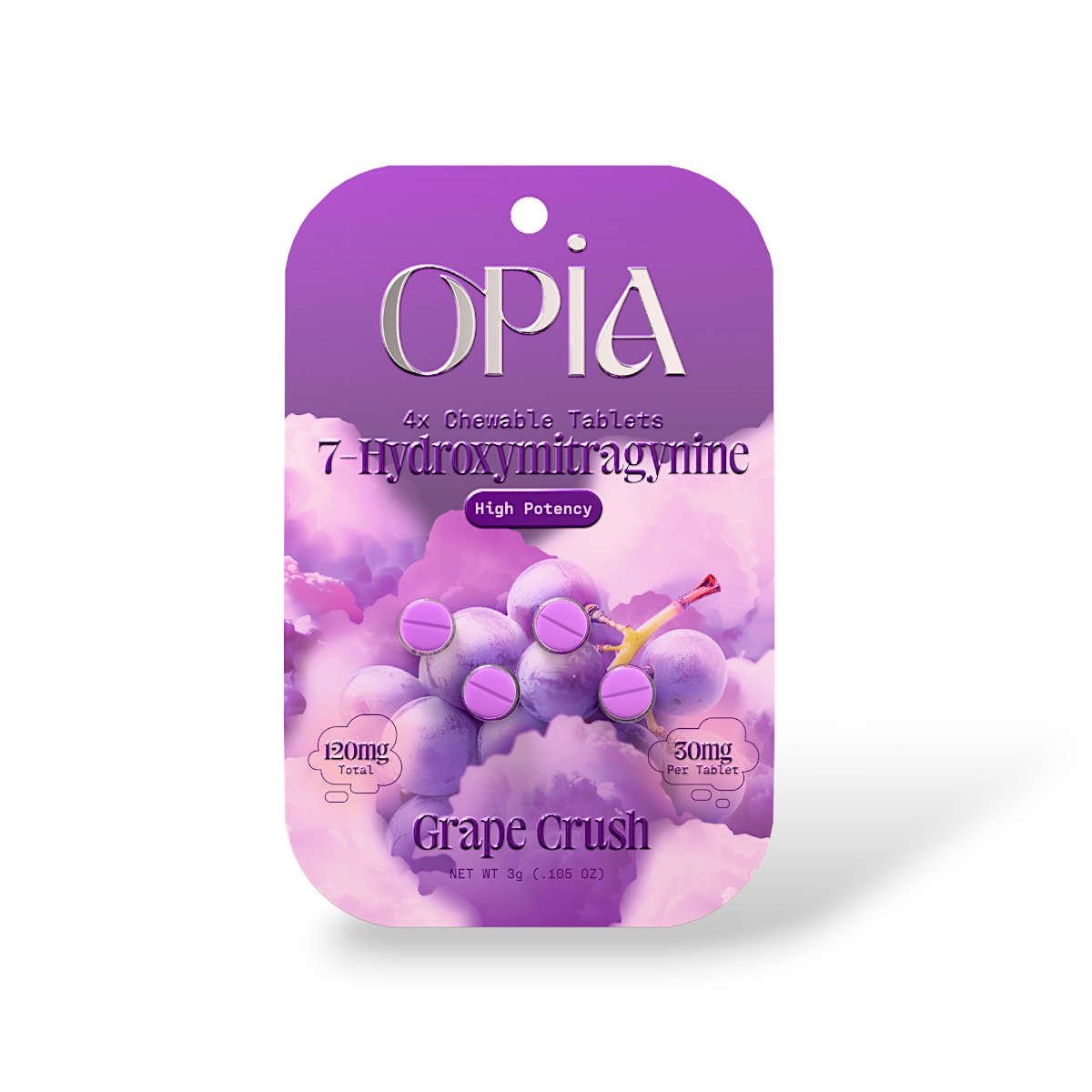 opia 7 hydroxy high potency chewable tablets grape crush 30mg per tablet