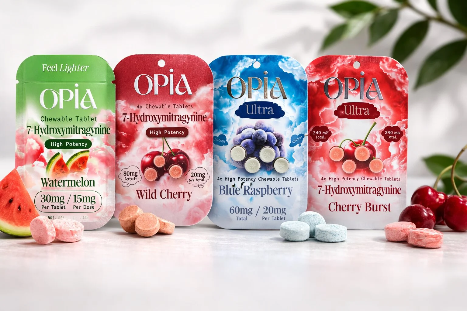 Opia Kratom Brand Review 7 Hydroxy Chewable Tablets Lineup